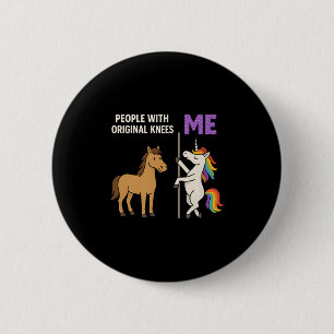 Menschen mit originellen Knien und mir Einhorn pr Button