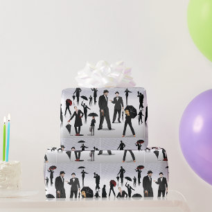 Menschen mit Regenschirmen Geschenkpapier