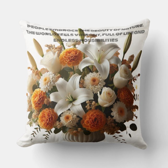 Menschen nehmen die Schönheit der Natur an. Kissen (Vorderseite)