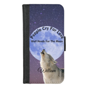 Menschen rufen nach Liebe Wolf Howls für Mond, maß iPhone 8/7 Geldbeutel-Hülle