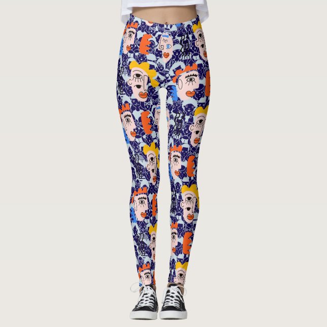 Menschen und Gesichter. PAF2501.DPurple BG Leggings (Vorderseite)