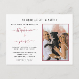Menschen verheiratete Rose Gold Pet Foto Hochzeit Einladungspostkarte