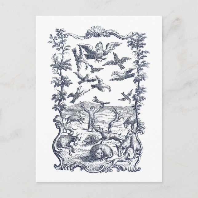 Menschen, Vögel und andere Tiere 1776 Etching Postkarte (Vorderseite)