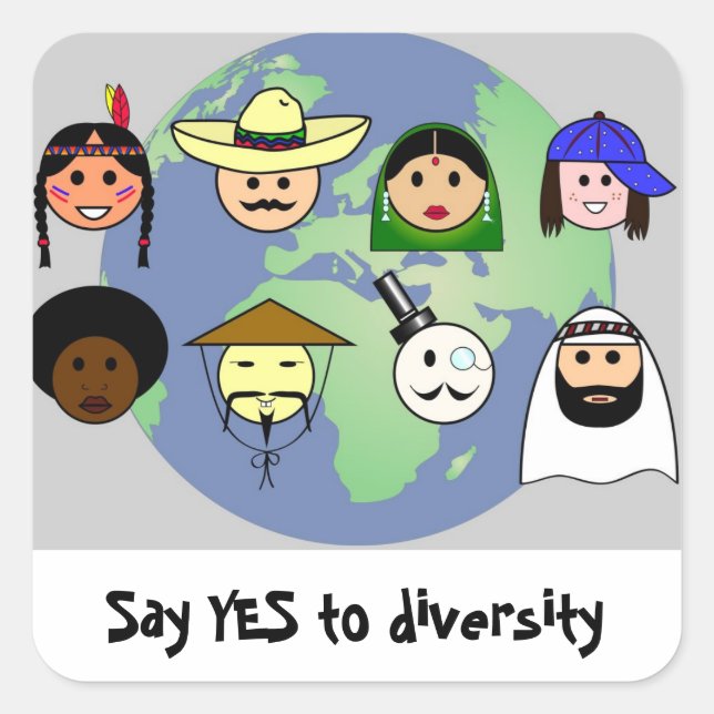 Menschen weltweit gegen Rassismus pro Diversity Quadratischer Aufkleber (Vorderseite)