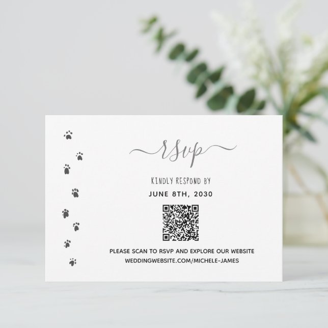 Menschen werden verheiratet Mann Hochzeit QR-Code RSVP Karte (Stehend Vorderseite)