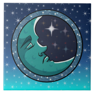 Menschengesicht auf dem Mond Fliese