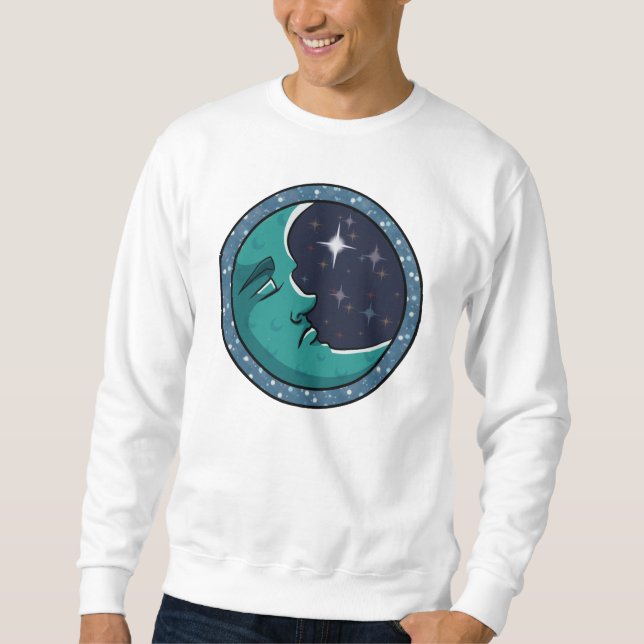 Menschengesicht auf dem Mond Sweatshirt (Vorderseite)
