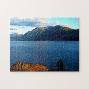 Menschenkreuze bezaubern Sonnenuntergangslicht in  Puzzle