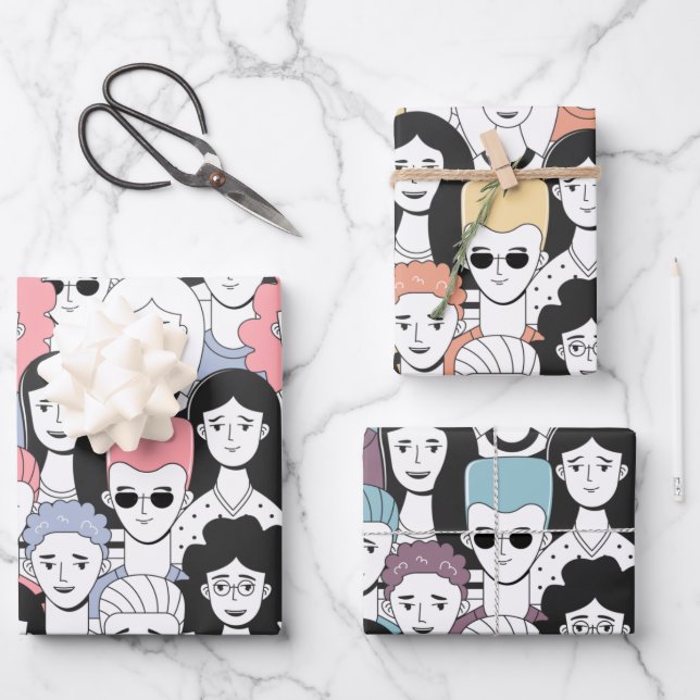 Menschenmenge, die Papier-Set umhüllt Geschenkpapier Set (Vorderseite)