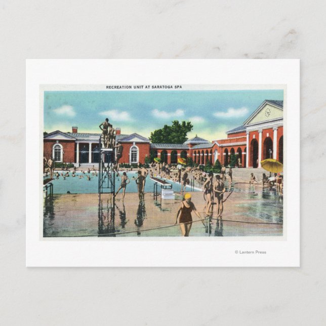 Menschenmengen im Saratoga Wellness-Center Schwimm Postkarte (Vorderseite)