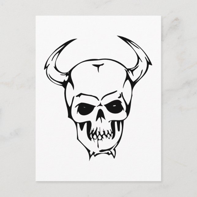 Menschenschädel mit Horn Postkarte (Vorderseite)