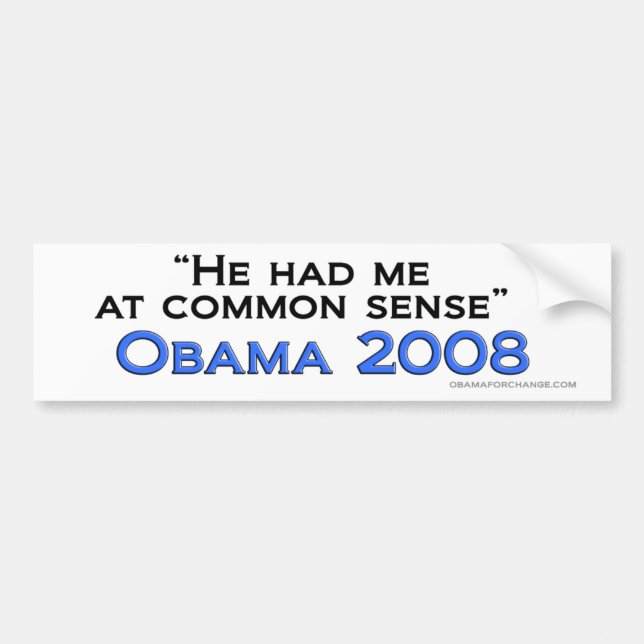 Menschenverstand-Stoßdämpfer Obama Autoaufkleber (Vorne)