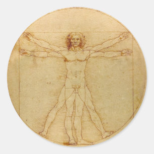 Menschliche Anatomie, Vitruvianischer Mensch von L Runder Aufkleber