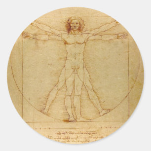 Menschliche Anatomie, Vitruvianischer Mensch von L Runder Aufkleber
