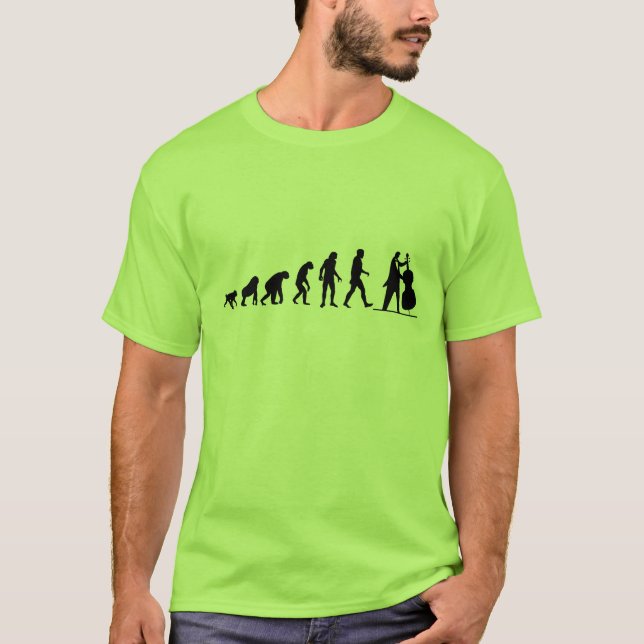 Menschliche Evolution: Bass-Spieler-T - Shirt (Vorderseite)