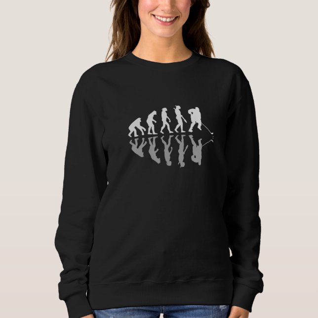 Menschliche Evolution Eishockeyspieler Torwart Puc Sweatshirt (Vorderseite)