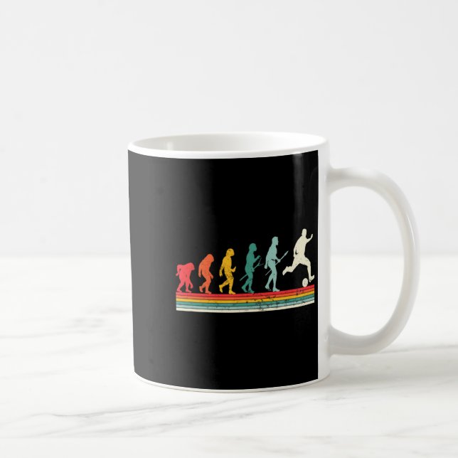 Menschliche Evolution Fußball Sport Vintage Foo  Kaffeetasse (Rechts)