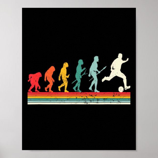 Menschliche Evolution Fußball Sport Vintage Foo  Poster (Vorne)