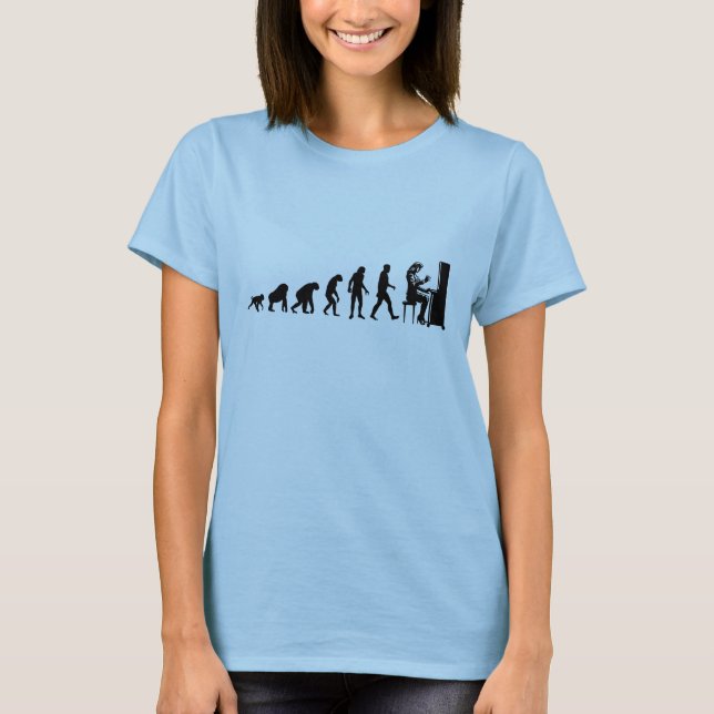 Menschliche Evolution: Pianist-T - Shirt (Vorderseite)
