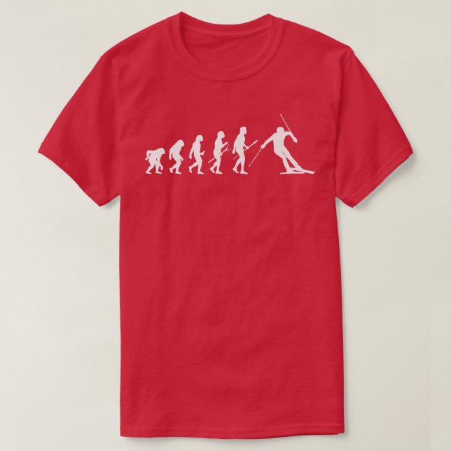 Menschliche Evolution Skifahren Skifahren Wintersp T-Shirt (Design vorne)