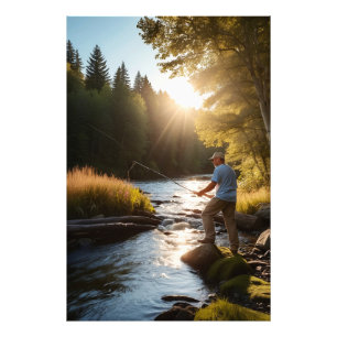 *~* Menschliche Fischerei Stream Sun Nature AP49 Fotodruck