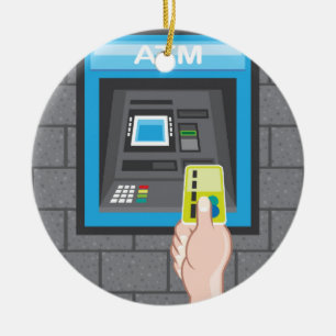 Menschliche Hand ATMs mit einer Karte Keramikornament