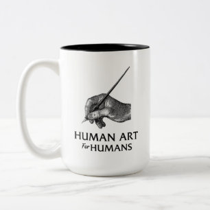 Menschliche Kunst für Menschen Zweifarbige Tasse