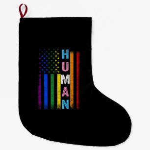 Menschliche LGBT-amerikanische Flagge LGBTQ Regenb Großer Weihnachtsstrumpf