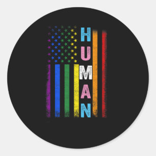 Menschliche LGBT-amerikanische Flagge LGBTQ-Regenb Runder Aufkleber