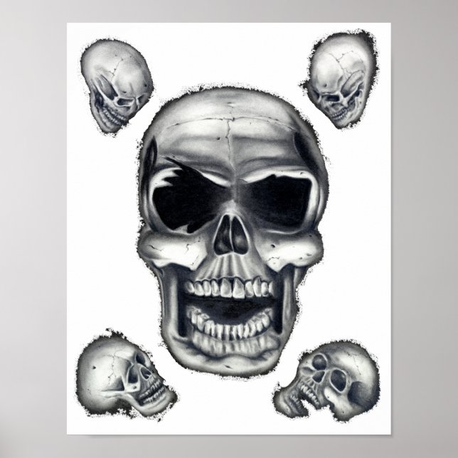 Menschliche Schädel Weiße Poster Kunst (Vorne)
