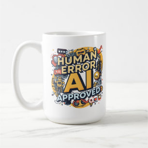 Menschlicher Fehler KI Genehmigte Tech-Illustratio Kaffeetasse