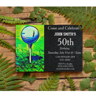 Menschlicher gewohnter Golfing Birthday Sportvater Einladung