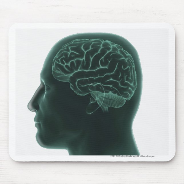 Menschlicher Kopf im Profil, welches das Gehirn Mousepad (Vorne)