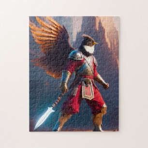 Menschlicher Vogel mit Kriegsgerät und Schwert Puzzle