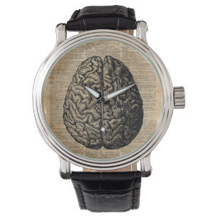 Menschliches Gehirn-Vintage Armbanduhr