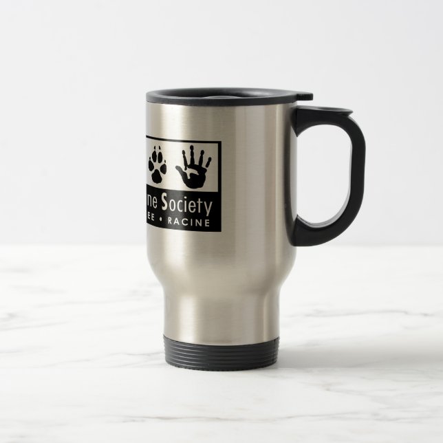 Menschliches Gesellschafts-Logo Wisconsins Reisebecher (Rechts)
