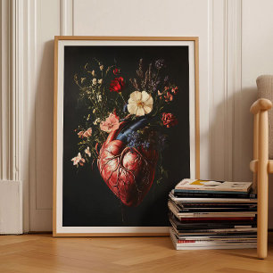 Menschliches Herz Gemälde Herz Druck Vintage Flora Poster