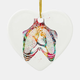 Menschliches Herz und Lungen Keramik Ornament