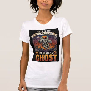 Menschliches Kostüm Geist Kürbiskopf Friedhof Spin T-Shirt