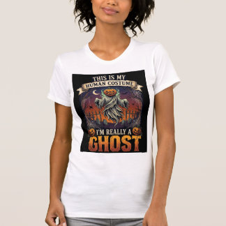Menschliches Kostüm Geist Kürbiskopf Friedhof Spin T-Shirt
