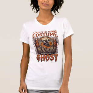 Menschliches Kostüm Gespenst Skelett Friedhof Mond T-Shirt