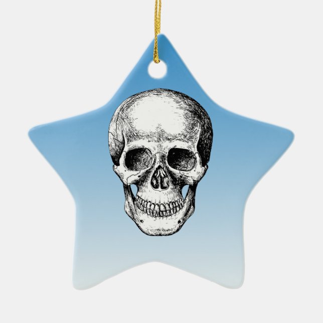 Menschliches Schädel-Weiß-Gesicht Keramik Ornament (Vorne)