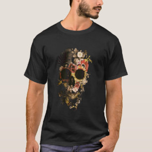 Menschliches Skelett Kopf Friedhof Garten T-Shirt