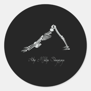 Menschliches Skelett macht Yoga-Downward-Facing-Do Runder Aufkleber