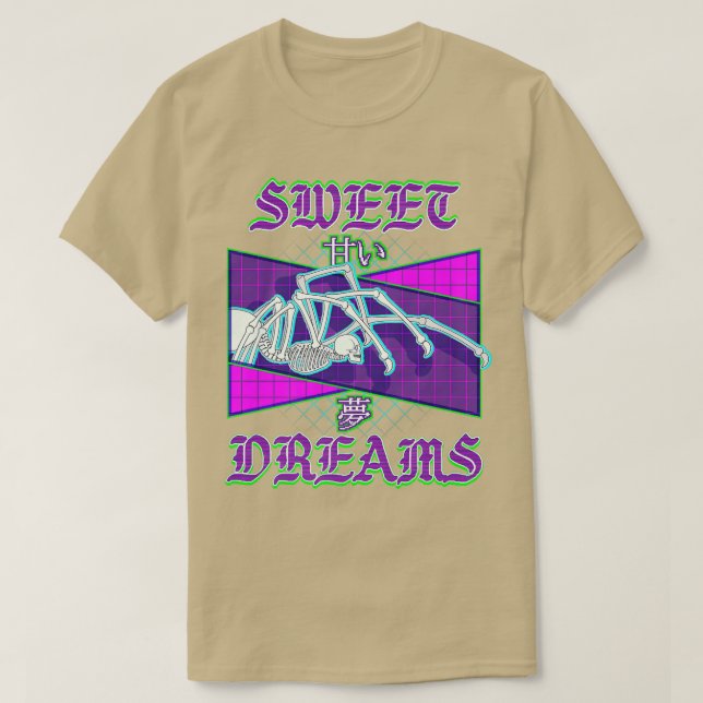Menschliches Skelett Spider Vaporwave Outrun Style T-Shirt (Design vorne)