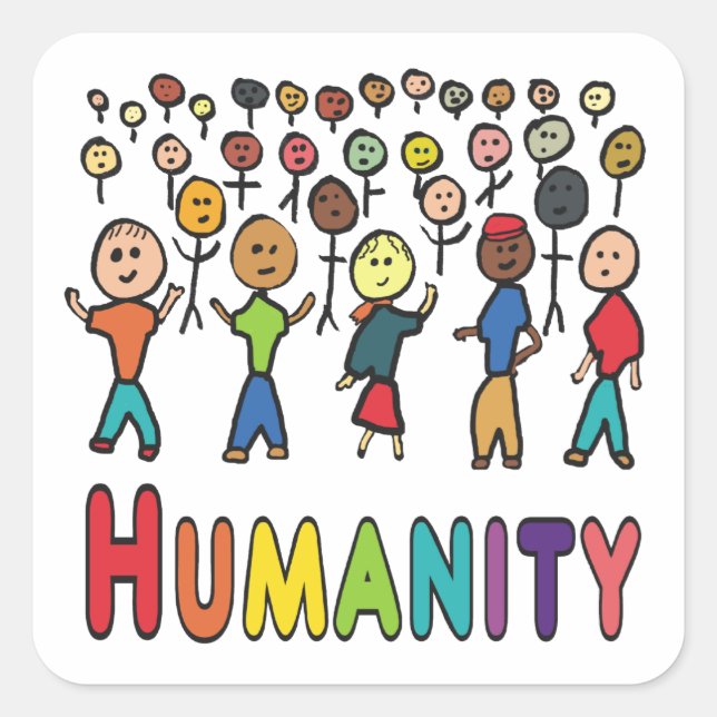 Menschlichkeit Quadratischer Aufkleber (Vorderseite)