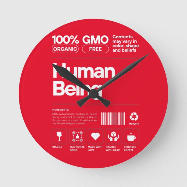 Menschsein Runde Wanduhr (Vorderseite)