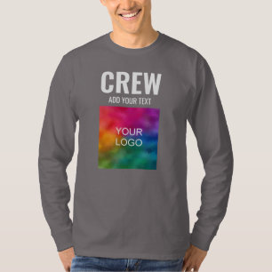 MensDoppelsiedtes Design Print Long Sleeve Crew T-Shirt