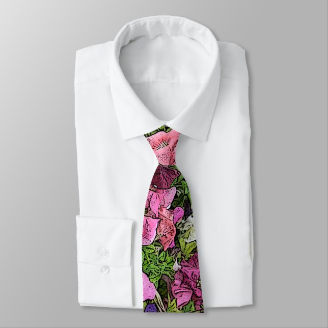 MENS'S FLORAL NECKTIE/ PETUNIAS KRAWATTE (Gebunden)