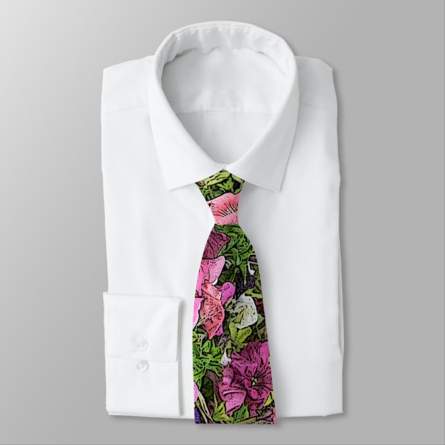MENS'S FLORAL NECKTIE/ PETUNIAS KRAWATTE (Gebunden)